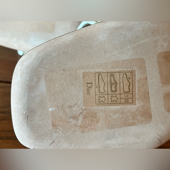 Dior Dway Heeled Sandal White and Gold-Tone Gradient Butterflies Sz 37/us7 - Picture 9 of 14